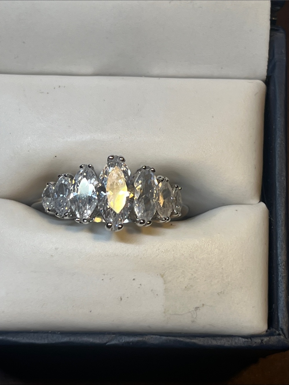 Sterling Silver Marquise Cluster Ring size 10